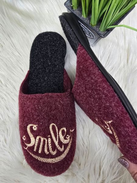 Жіночі капці з повсті з вишивкою "SMILE" 40 повс/б40 фото